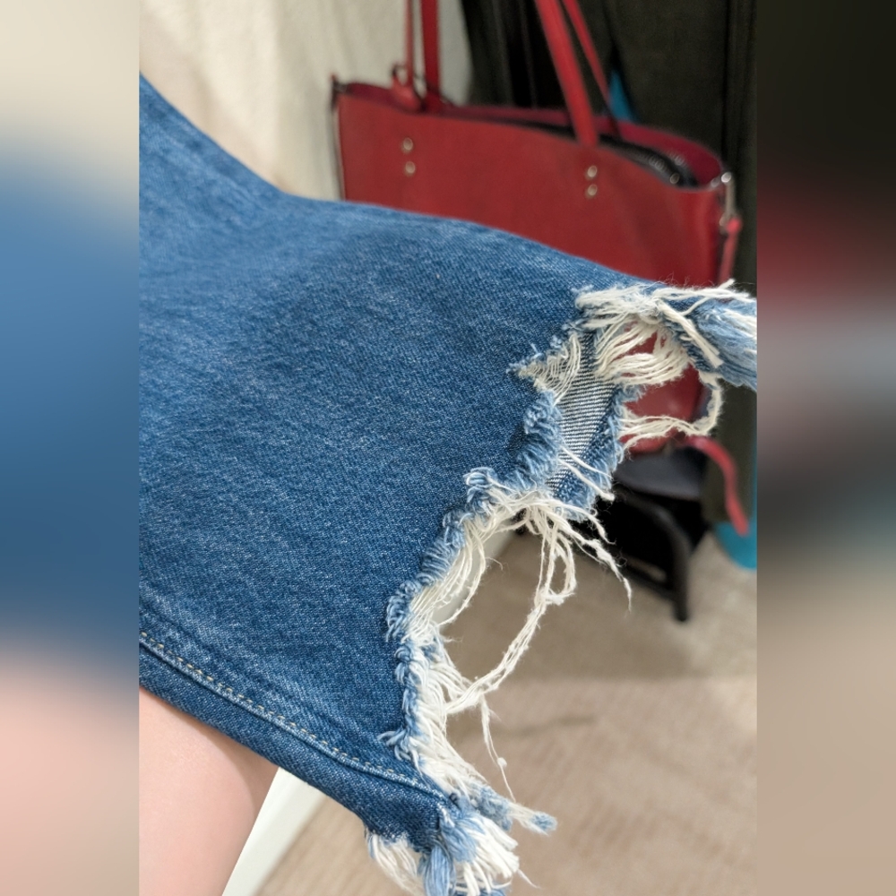 We The Free Mid Rise Straight Leg Distressed Jeans In Sequoia Blue - Picture 6 of 8